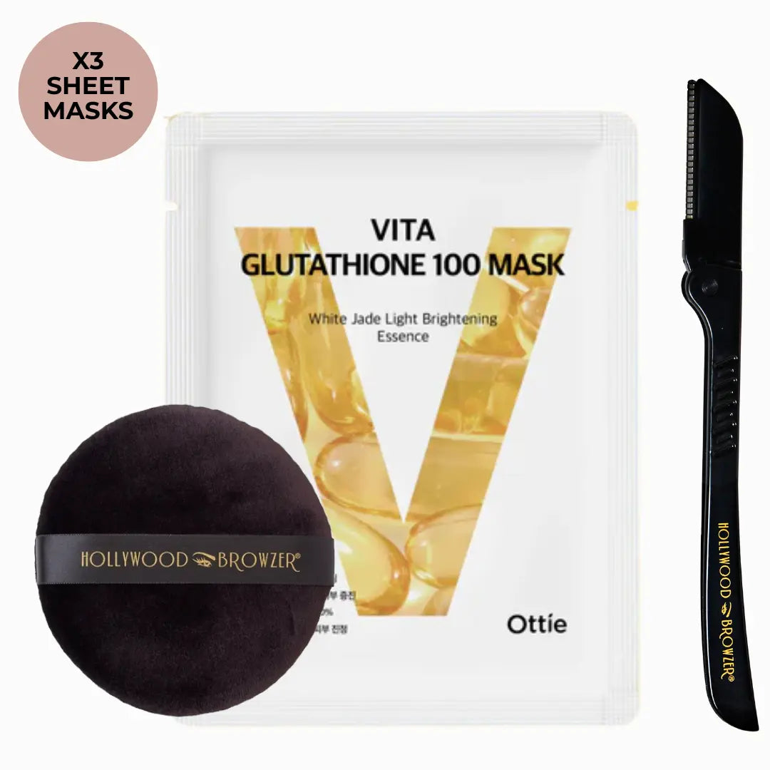 Dermaplaning Starter Kit with nourishing sheet masks included - Complete exfoliation routine - Hollywood Browzer