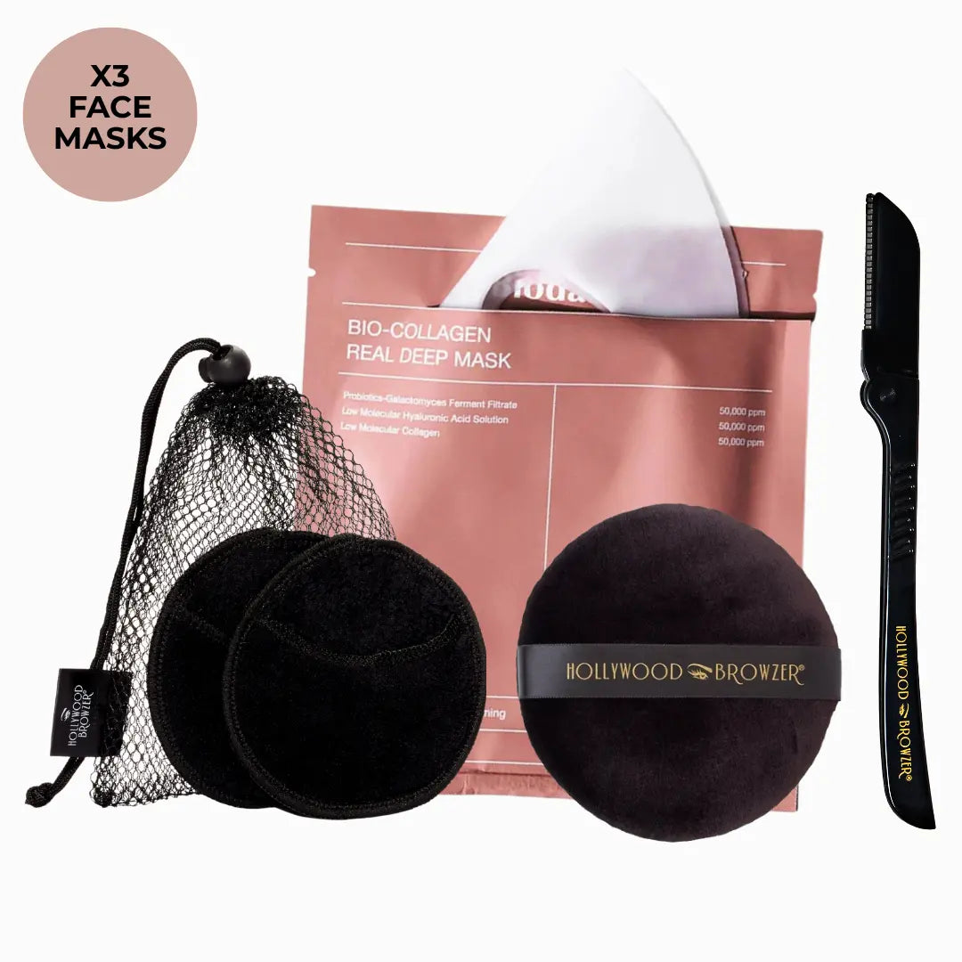 Complete Dermaplaning Kit with hydrating face masks - Award-winning tools and skincare - Hollywood Browzer