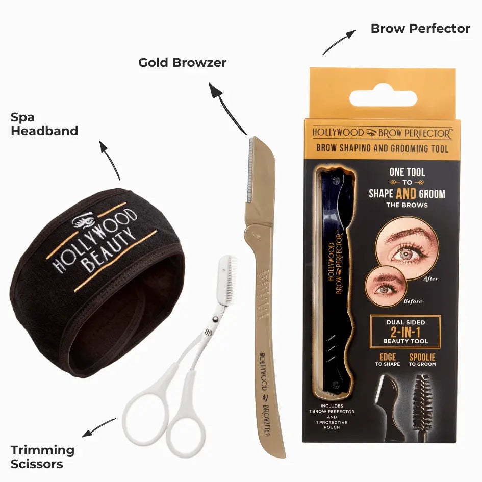 The Beautiful Brows & Face Kit: Professional Grooming Tools - Hollywood Browzer