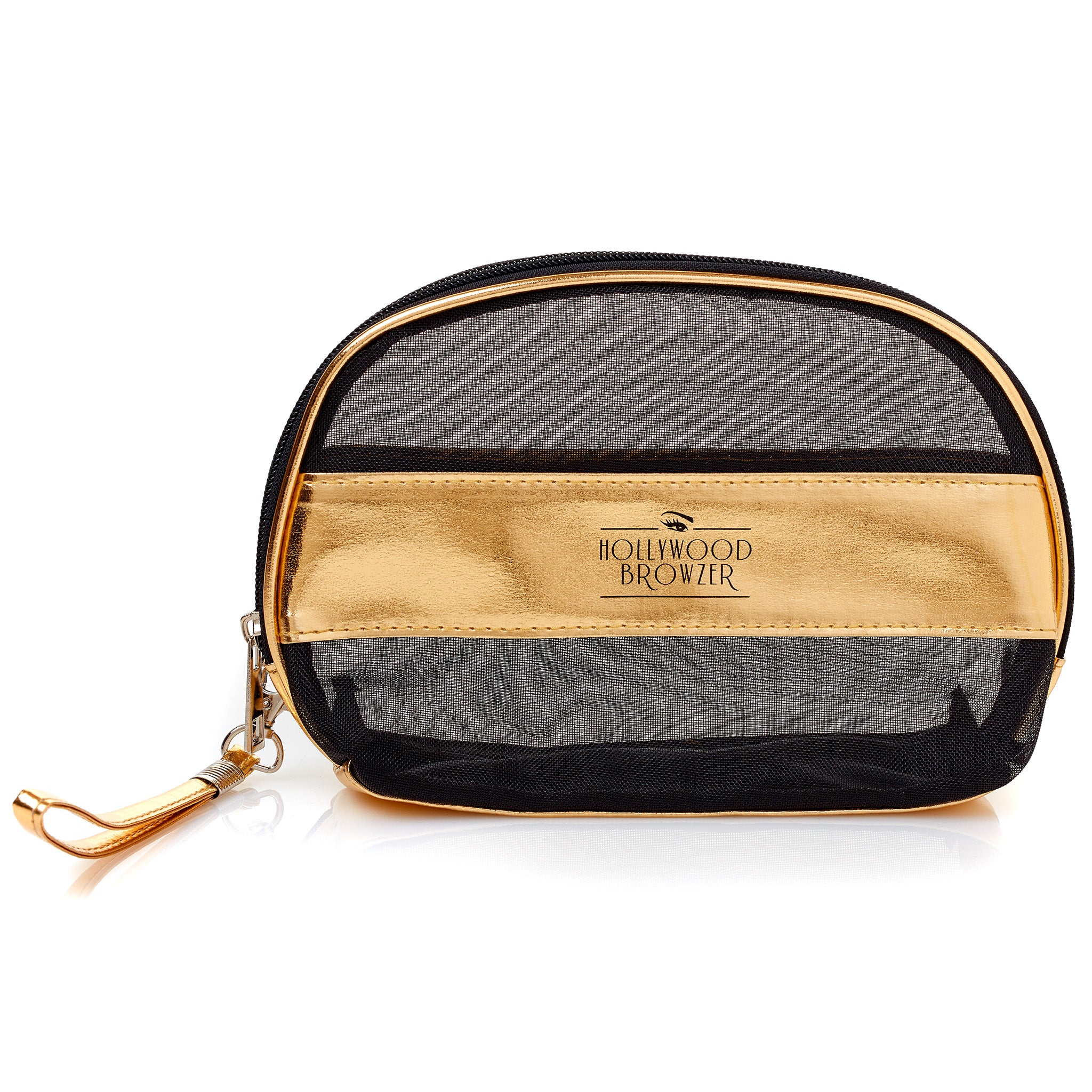 GOLD & BLACK MESH COSMETIC BAG - Hollywood Browzer